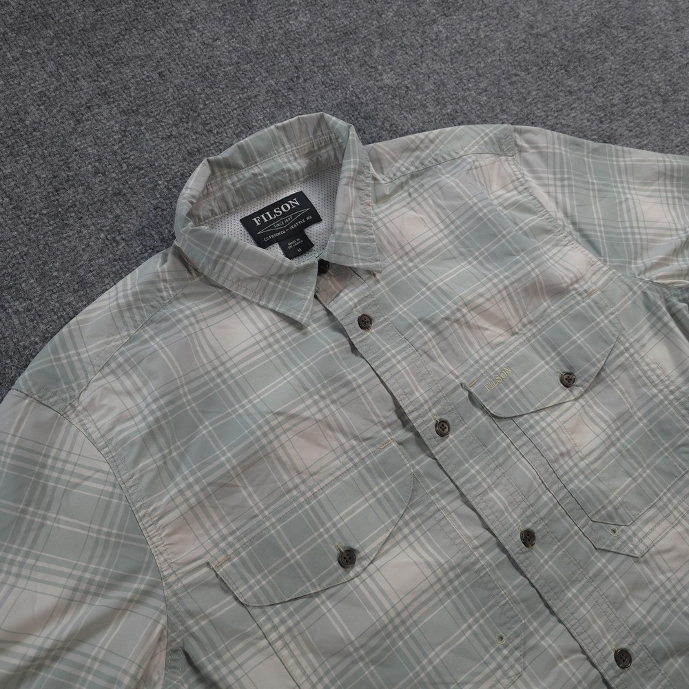 Filson Shirt Mens M Green Plaid Twin Lakes Vented Fishing Lightweight Outdoors